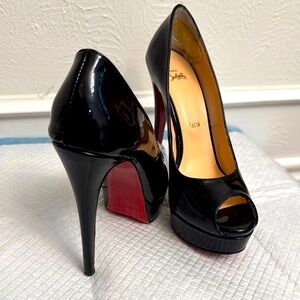 Christian Louboutin Black and Red Patent Leather Heels